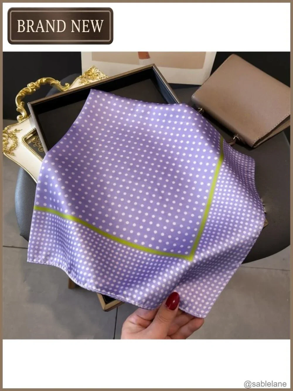 Luxury Floral Satin Head Scarf Square Lightweight Neck Scarf
